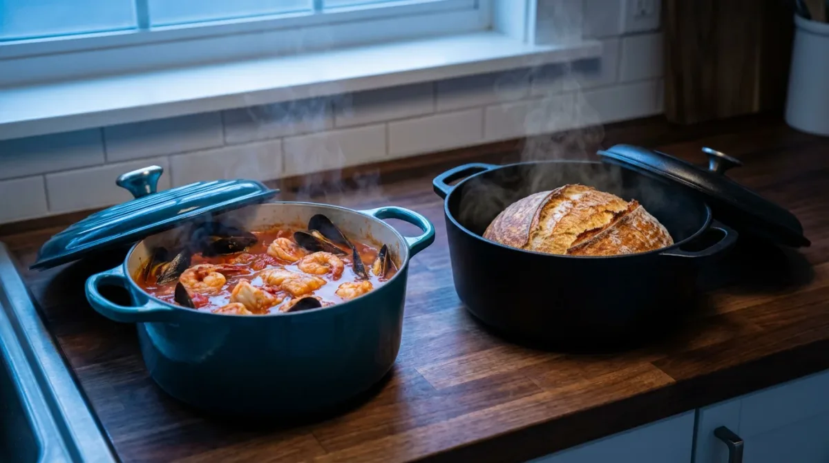 bare cast iron vs enameled cast iron