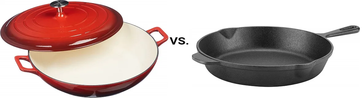 bare cast iron vs enameled cast iron