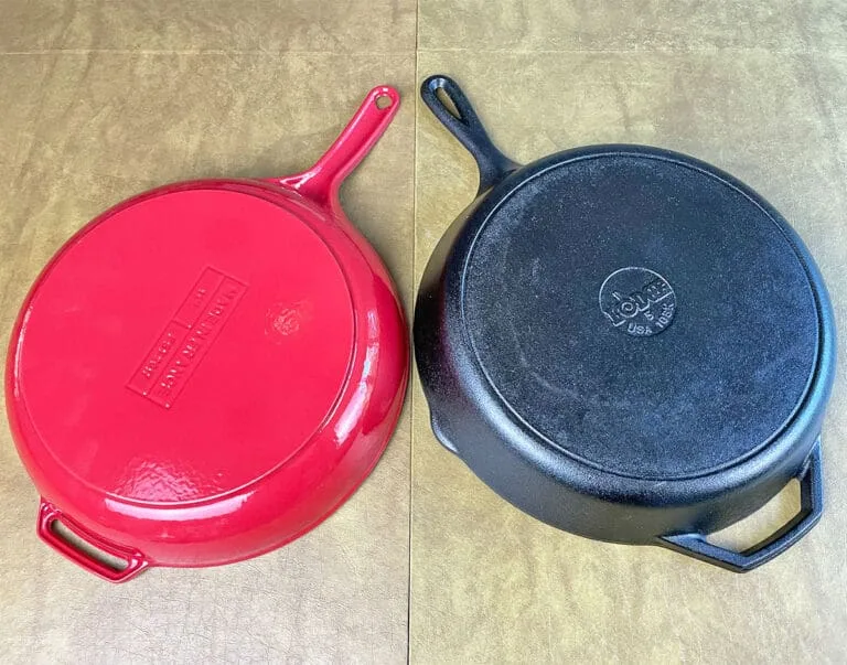 bare cast iron vs enameled cast iron