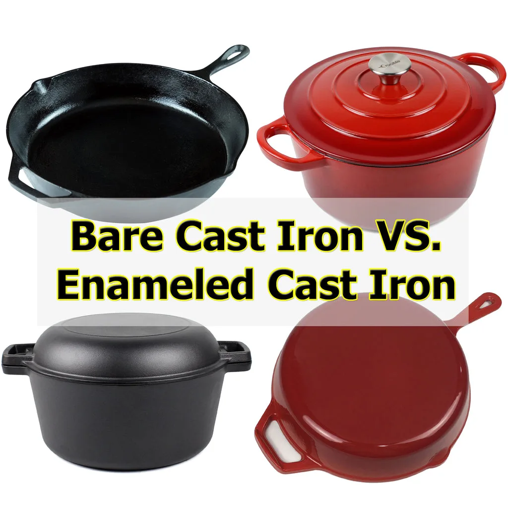 bare cast iron vs enameled cast iron