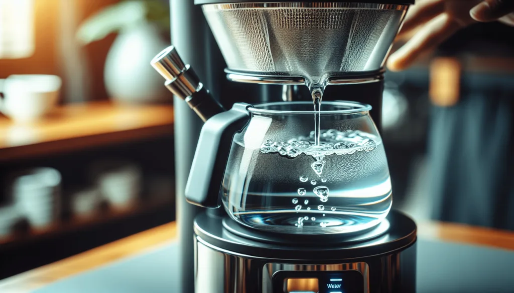 coffee maker water reservoir with vinegar solution