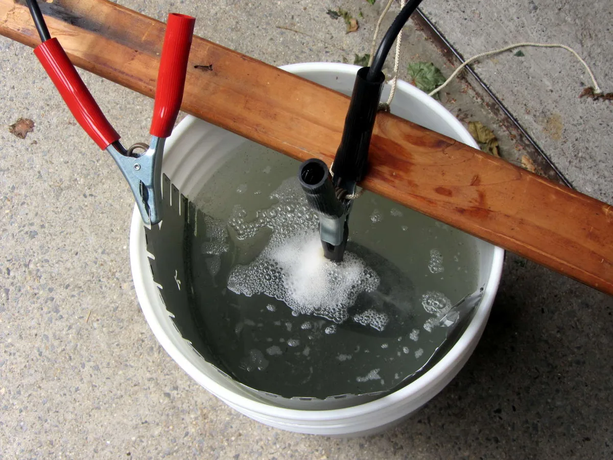 electrolysis cast iron setup