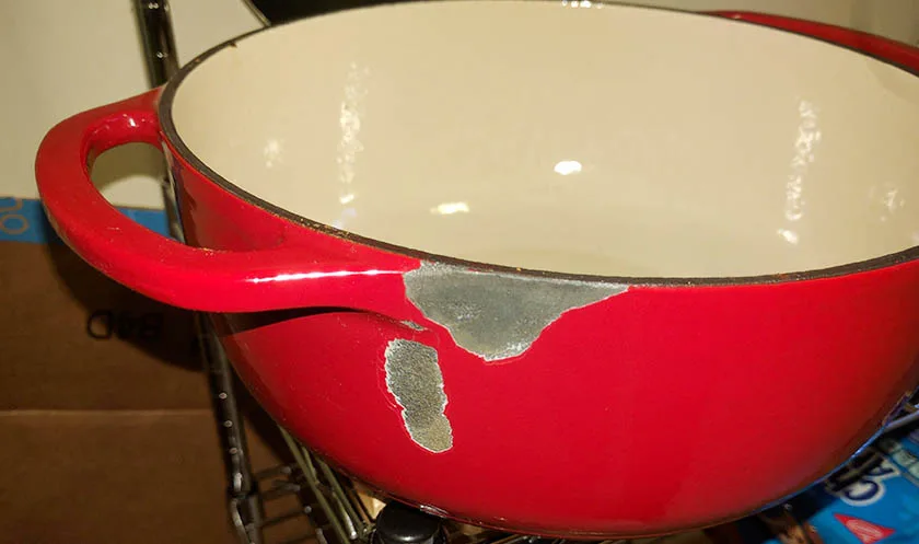 enamel-coated cast iron kettle