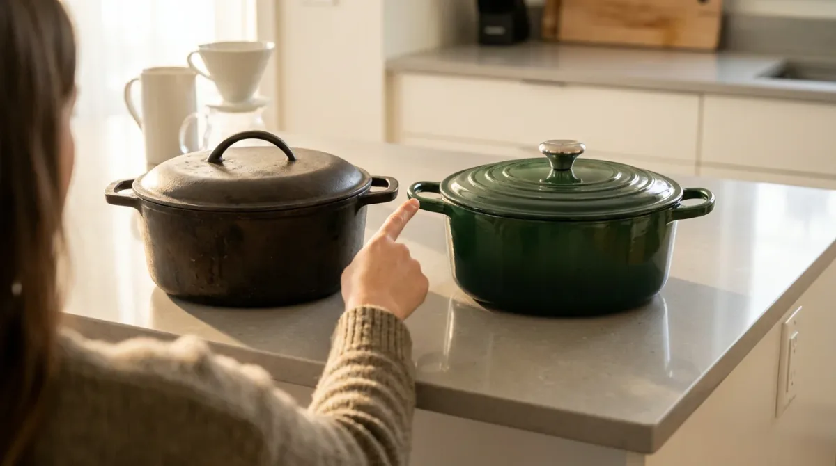 enameled vs bare cast iron