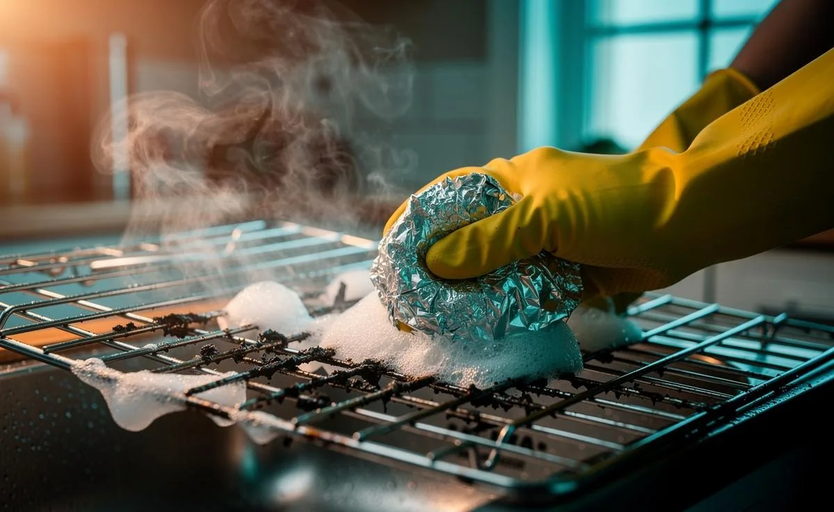 how to clean oven racks with foil