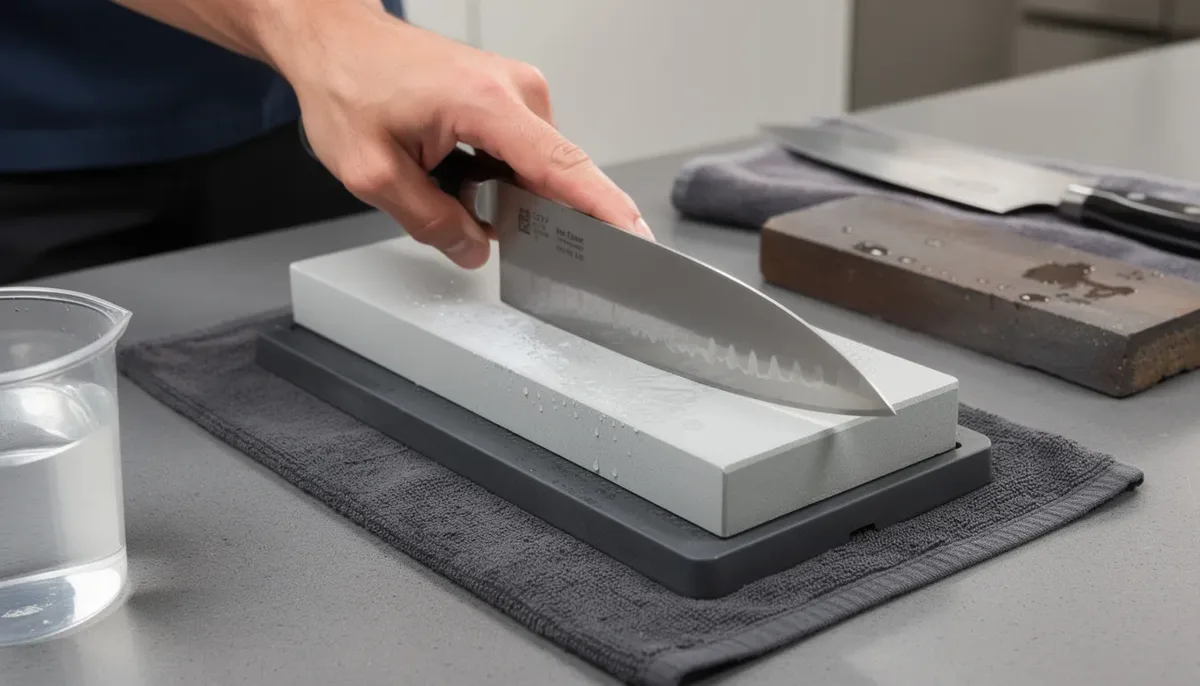 how to sharpen knives with a stone