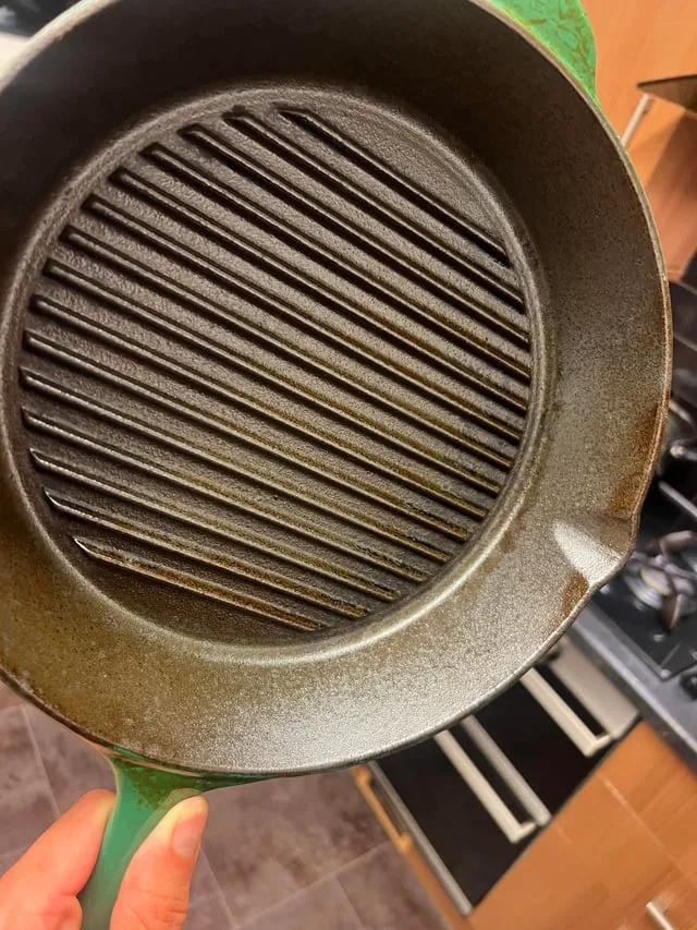 re-seasoning cast iron grill pan