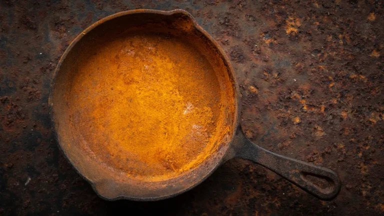 rust stains on cast iron skillet