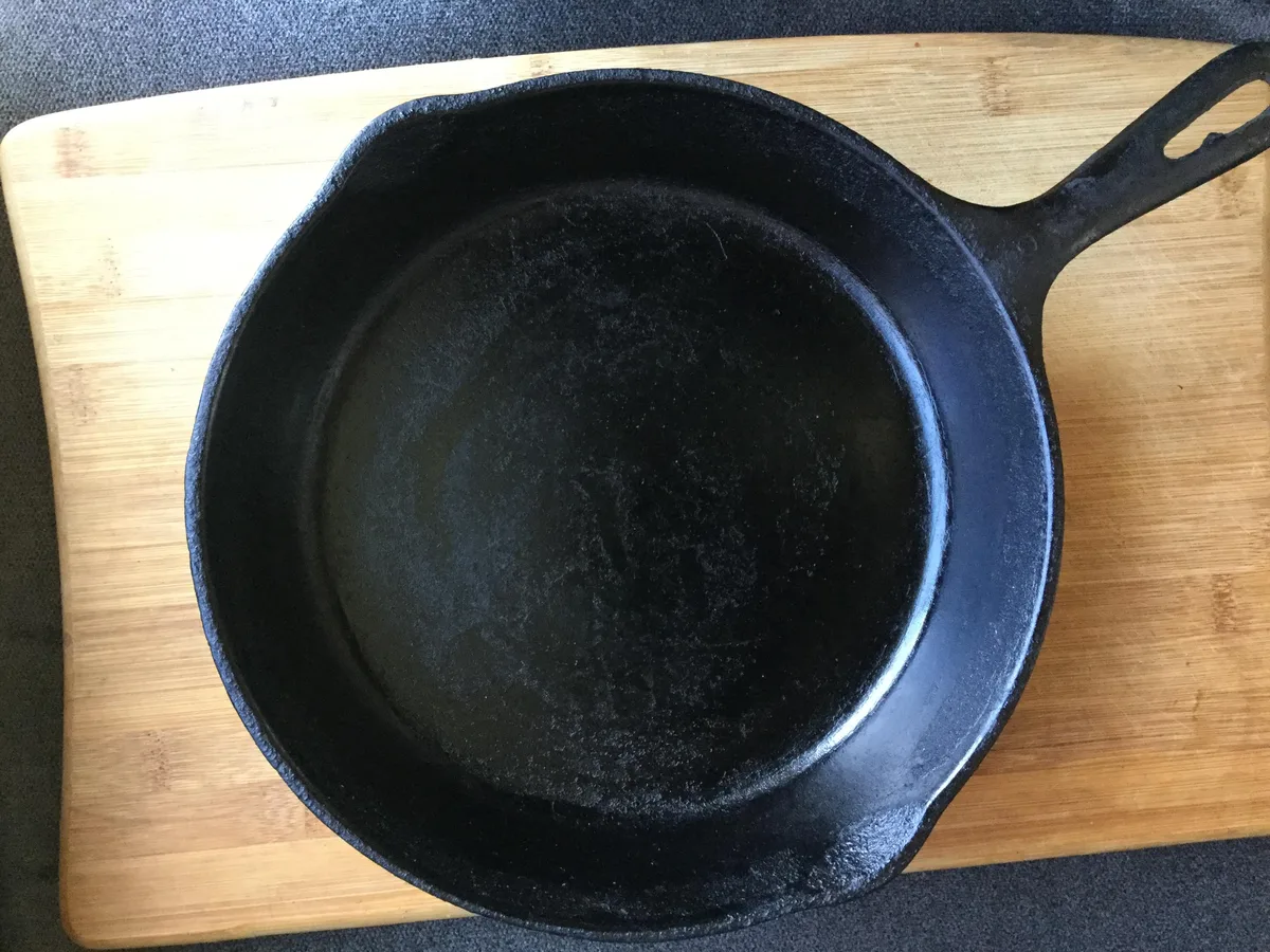 seasoned cast iron griddle after restoration