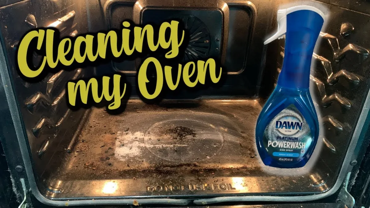 spraying oven cleaner step
